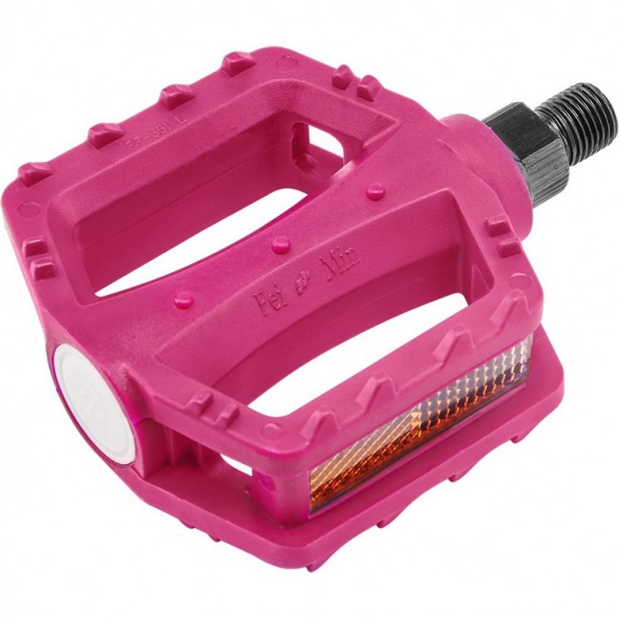 Педали FP-651, для детских велосипедов, ось 1/2" со светоотражателями. пластиковые розовые, 360132